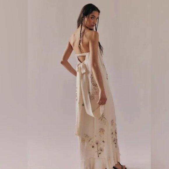 Free People Bali At Last Maxi Dress NWT Ivory Cream Beaded Embellished XS - Picture 4 of 16